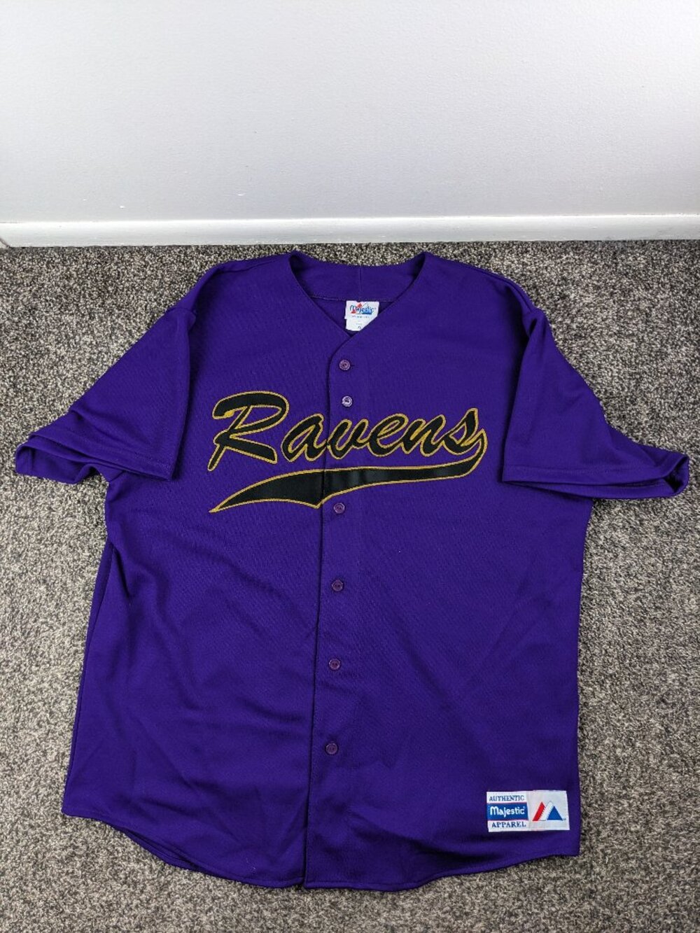Vintage Baltimore Ravens Jersey Majestic Baseball Sewn Purple Mens XL USA Made